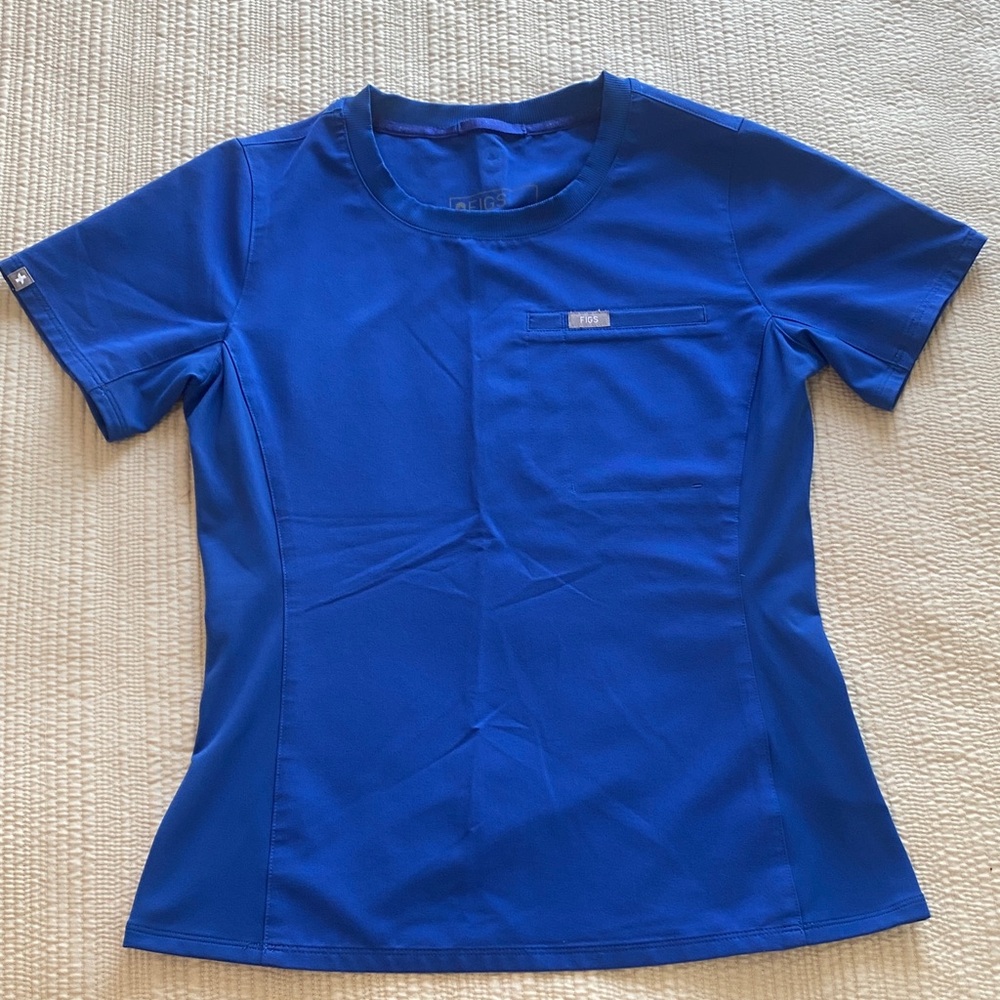 Figs Electric Blue Scrub Top